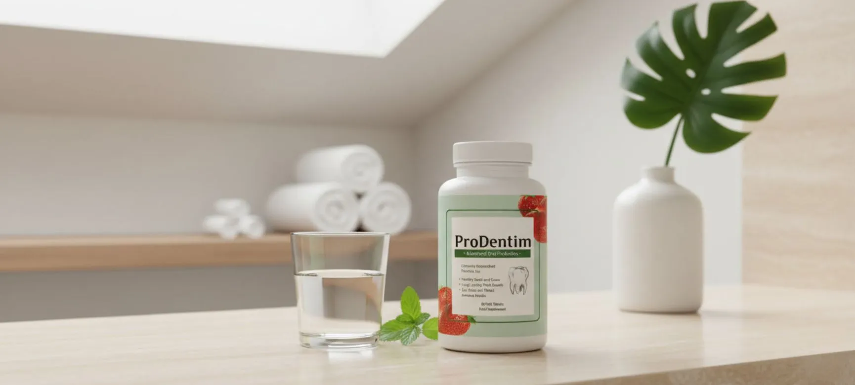 ProDentim oral health supplement bottle and tablets